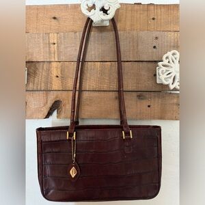 Milan Italy I’Santi Leather Crocodile Shoulder Bag Purse Tote VINTAGE RARE!